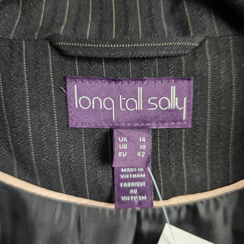 Long Tall Sally Black Pinstripe Blazer - Size 14