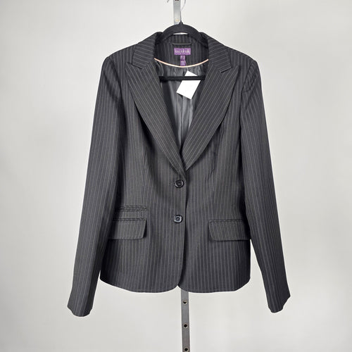 Long Tall Sally Black Pinstripe Blazer - Size 14