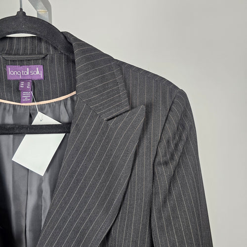 Long Tall Sally Black Pinstripe Blazer - Size 14