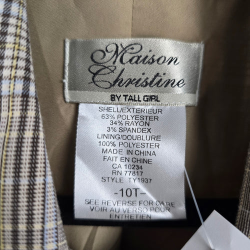 Maison Christine by Tall Girl Plaid Button-Front Jacket - Size 10