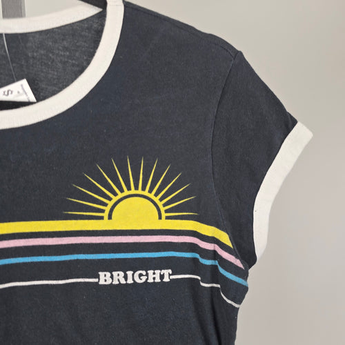 Vintage Guess Black Bright Sunrise Graphic Ringer T-Shirt -  Size S