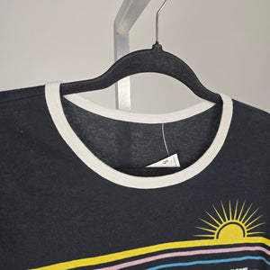 Vintage Guess Black Bright Sunrise Graphic Ringer T-Shirt -  Size S