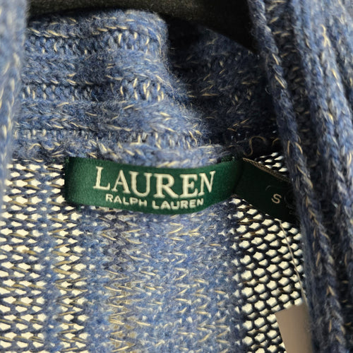 Lauren Ralph Lauren Blue Cream Southwestern Fringe Cardigan - Size S