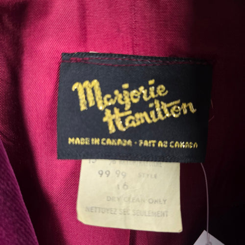 Vintage Marjorie Hamilton Fuchsia Velvet Blazer -  Size 16