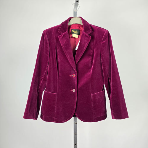 Vintage Marjorie Hamilton Fuchsia Velvet Blazer -  Size 16