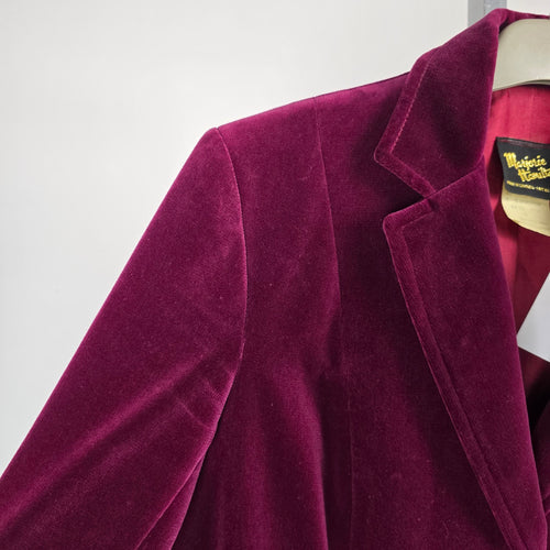 Vintage Marjorie Hamilton Fuchsia Velvet Blazer -  Size 16