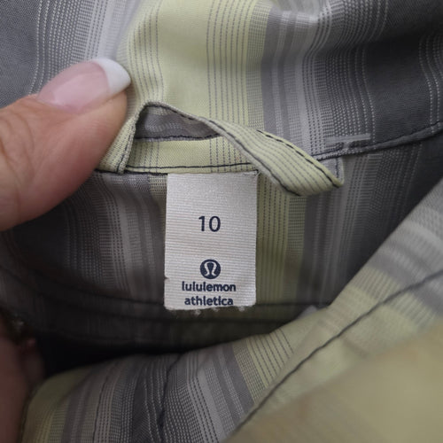 Lululemon Run Reflection Vest Striped Full-Zip Yellow Gray - Size 10