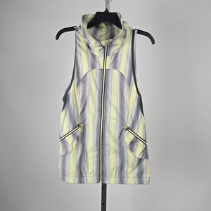 Lululemon Run Reflection Vest Striped Full-Zip Yellow Gray - Size 10