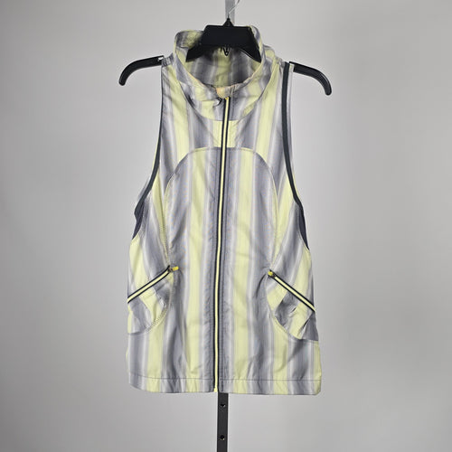 Lululemon Run Reflection Vest Striped Full-Zip Yellow Gray - Size 10