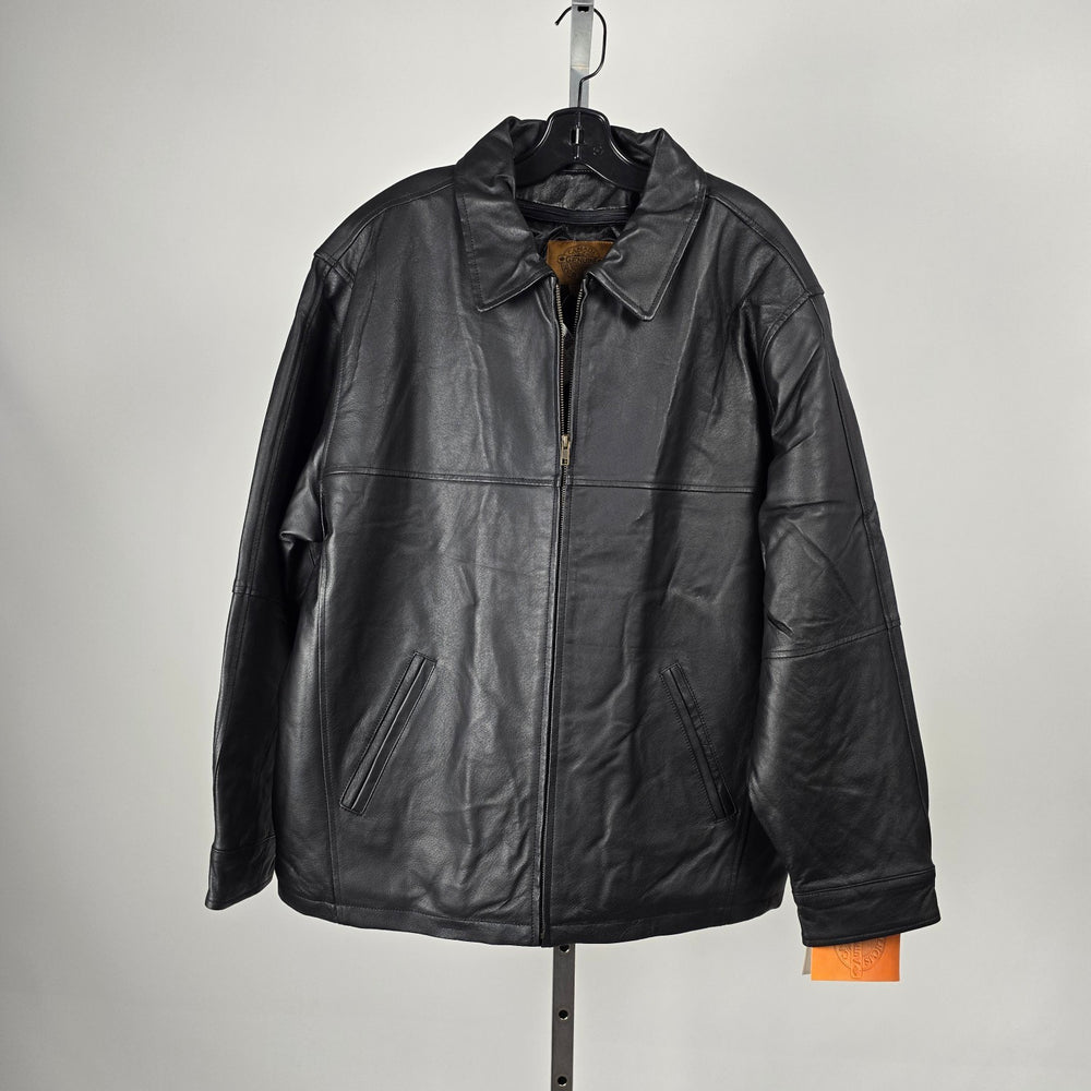 Canada Genuine Sportswear Black Leather Zip Jacket - Size L