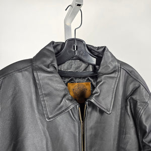 Canada Genuine Sportswear Black Leather Zip Jacket - Size L