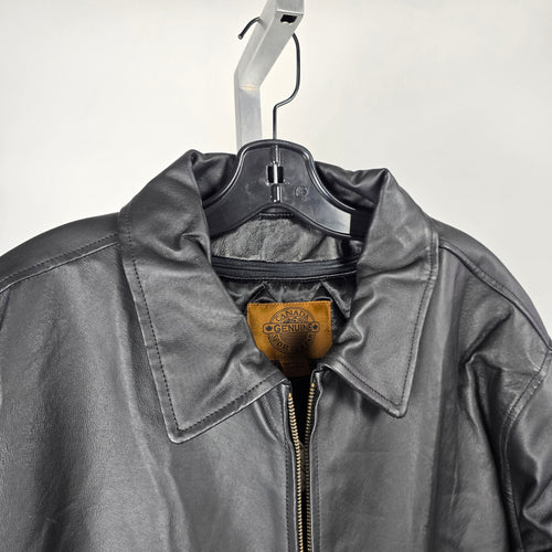 Canada Genuine Sportswear Black Leather Zip Jacket - Size L