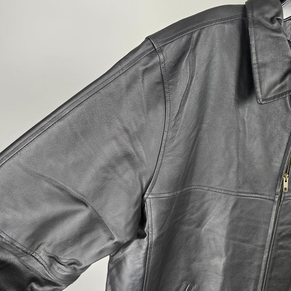 Canada Genuine Sportswear Black Leather Zip Jacket - Size L