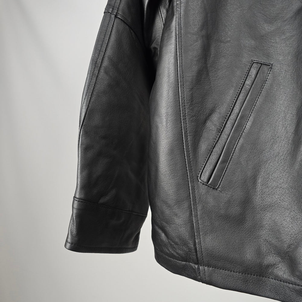 Canada Genuine Sportswear Black Leather Zip Jacket - Size L
