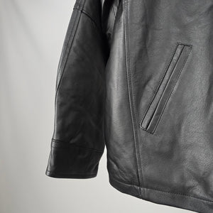 Canada Genuine Sportswear Black Leather Zip Jacket - Size L