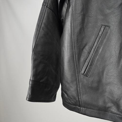 Canada Genuine Sportswear Black Leather Zip Jacket - Size L