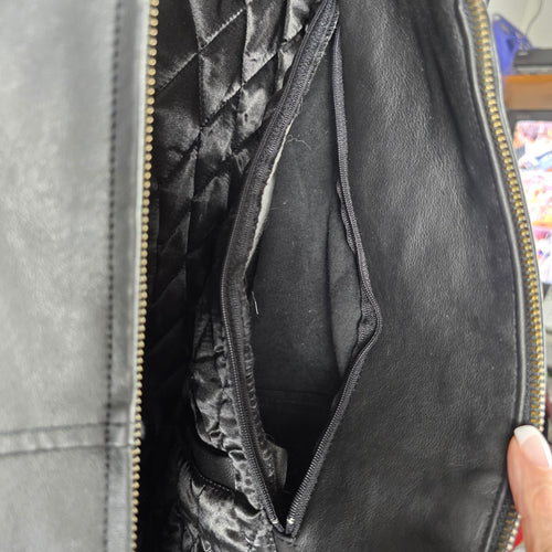 Canada Genuine Sportswear Black Leather Zip Jacket - Size L