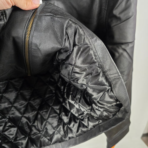 Canada Genuine Sportswear Black Leather Zip Jacket - Size L