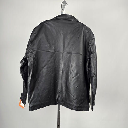 Canada Genuine Sportswear Black Leather Zip Jacket - Size L