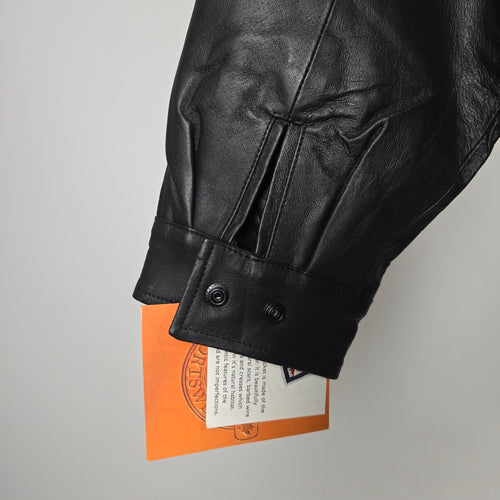 Canada Genuine Sportswear Black Leather Zip Jacket - Size L