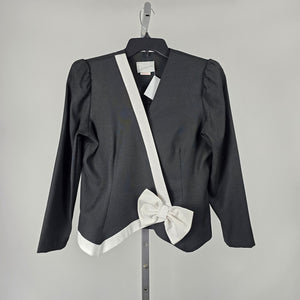 Vintage Jessica Black White Bow Trim Blazer -  Size 11/12
