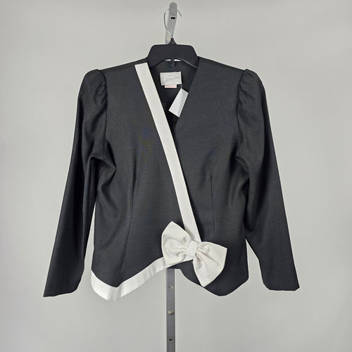 Vintage Jessica Black White Bow Trim Blazer -  Size 11/12