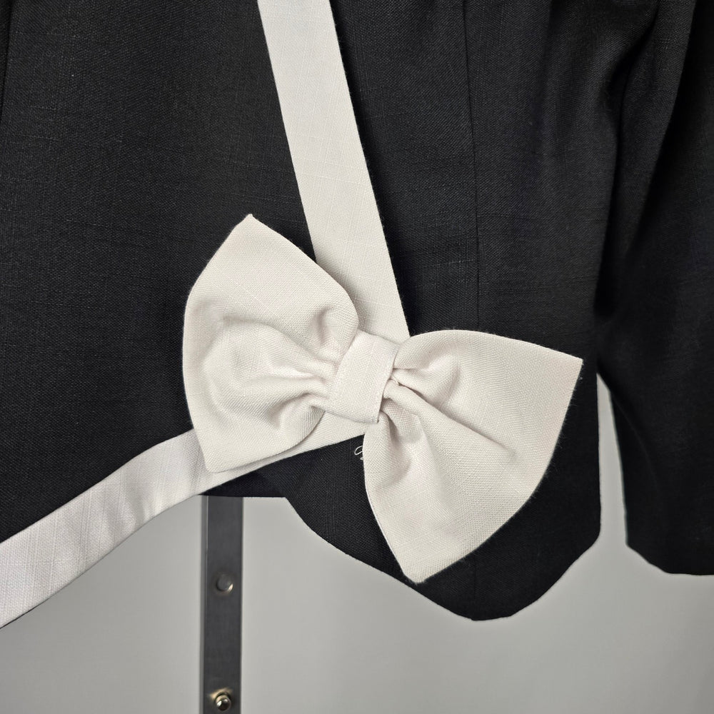 Vintage Jessica Black White Bow Trim Blazer -  Size 11/12