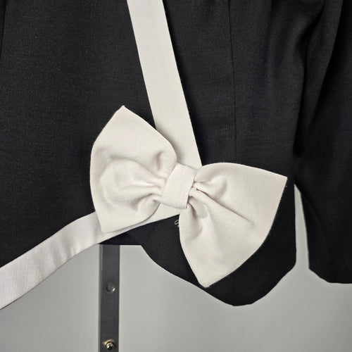Vintage Jessica Black White Bow Trim Blazer -  Size 11/12