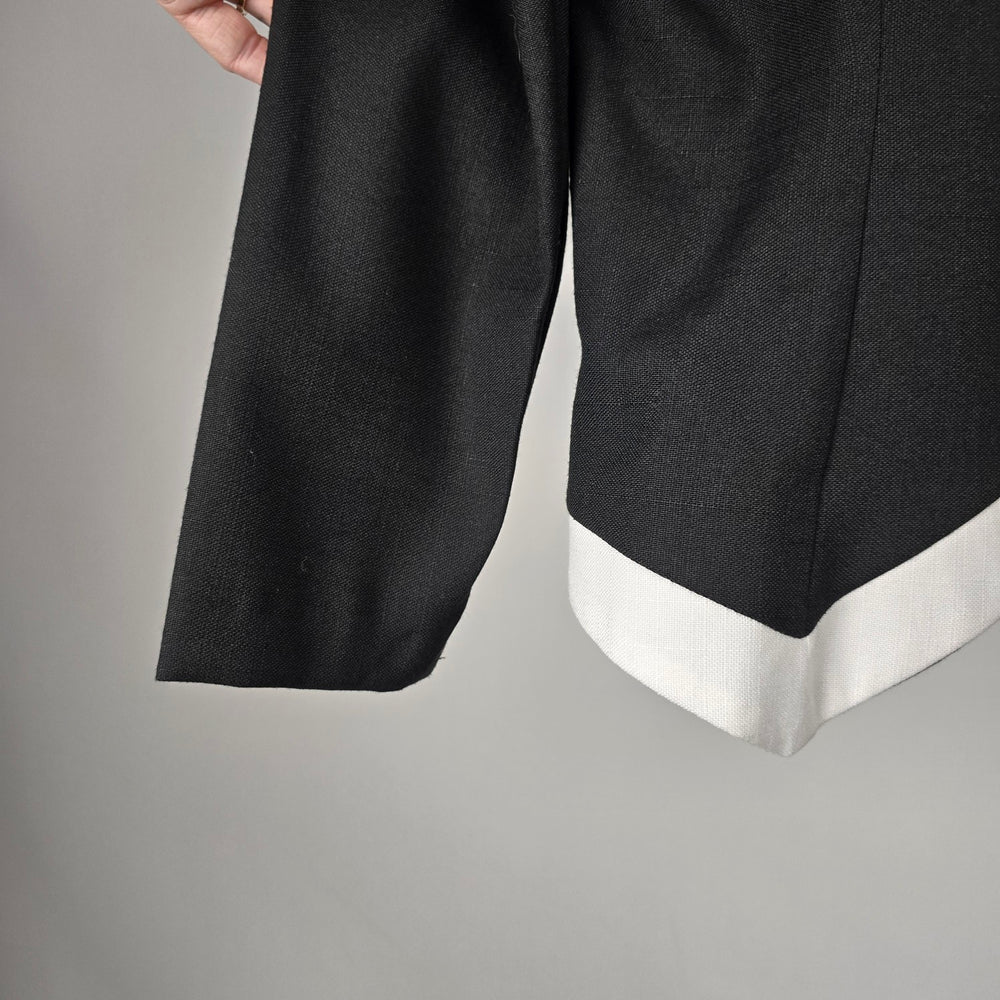 Vintage Jessica Black White Bow Trim Blazer -  Size 11/12