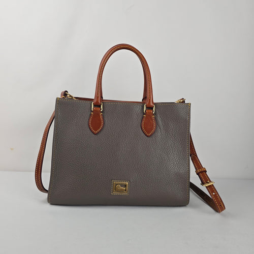 Dooney & Bourke Gray Pebbled Leather Satchel Crossbody Bag