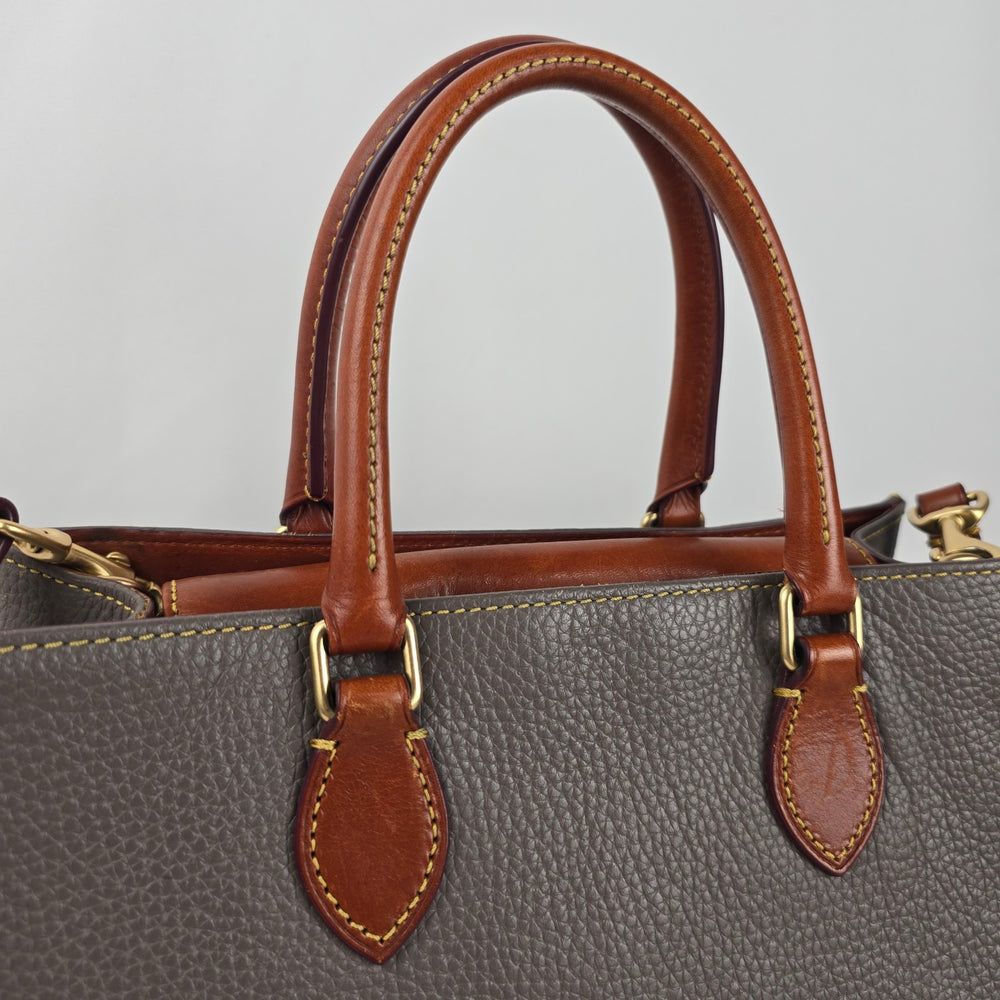 Dooney & Bourke Gray Pebbled Leather Satchel Crossbody Bag