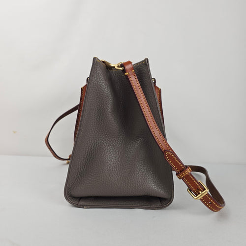 Dooney & Bourke Gray Pebbled Leather Satchel Crossbody Bag