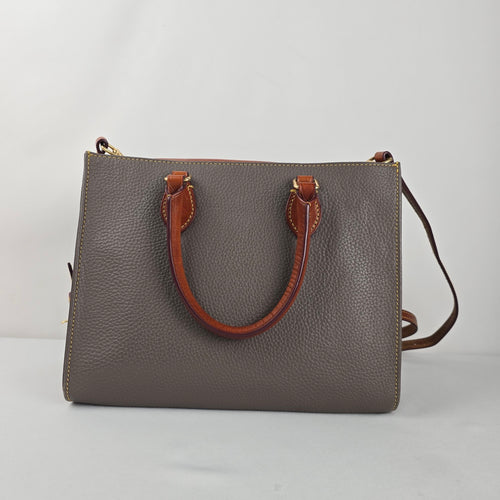 Dooney & Bourke Gray Pebbled Leather Satchel Crossbody Bag