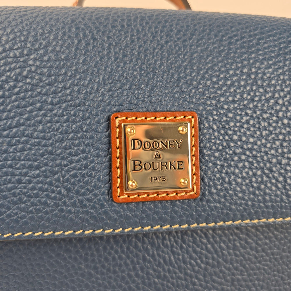 Dooney & Bourke Blue Pebbled Leather Mini Backpack Brown Leather Trim