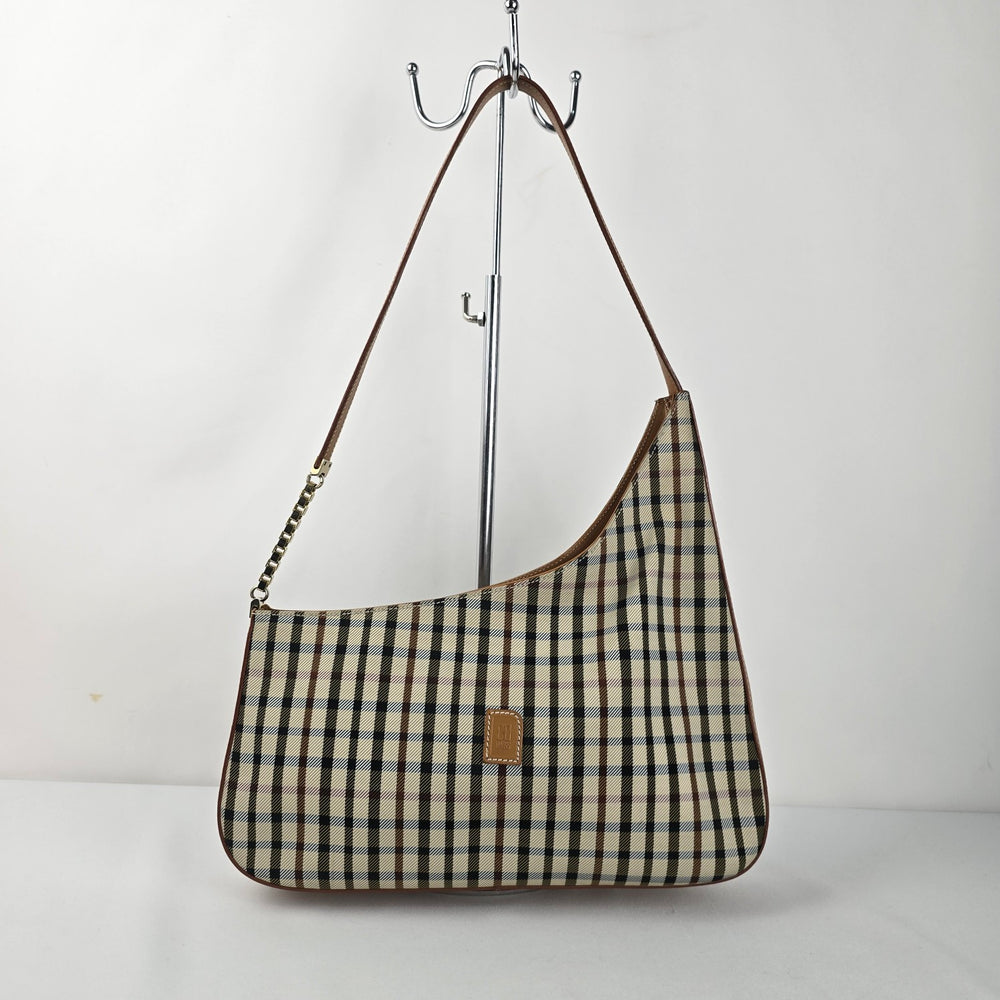DAKS London Plaid Brown Check Shoulder Bag