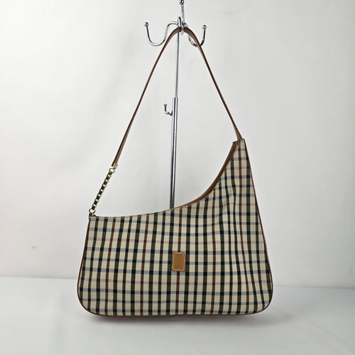 DAKS London Plaid Brown Check Shoulder Bag
