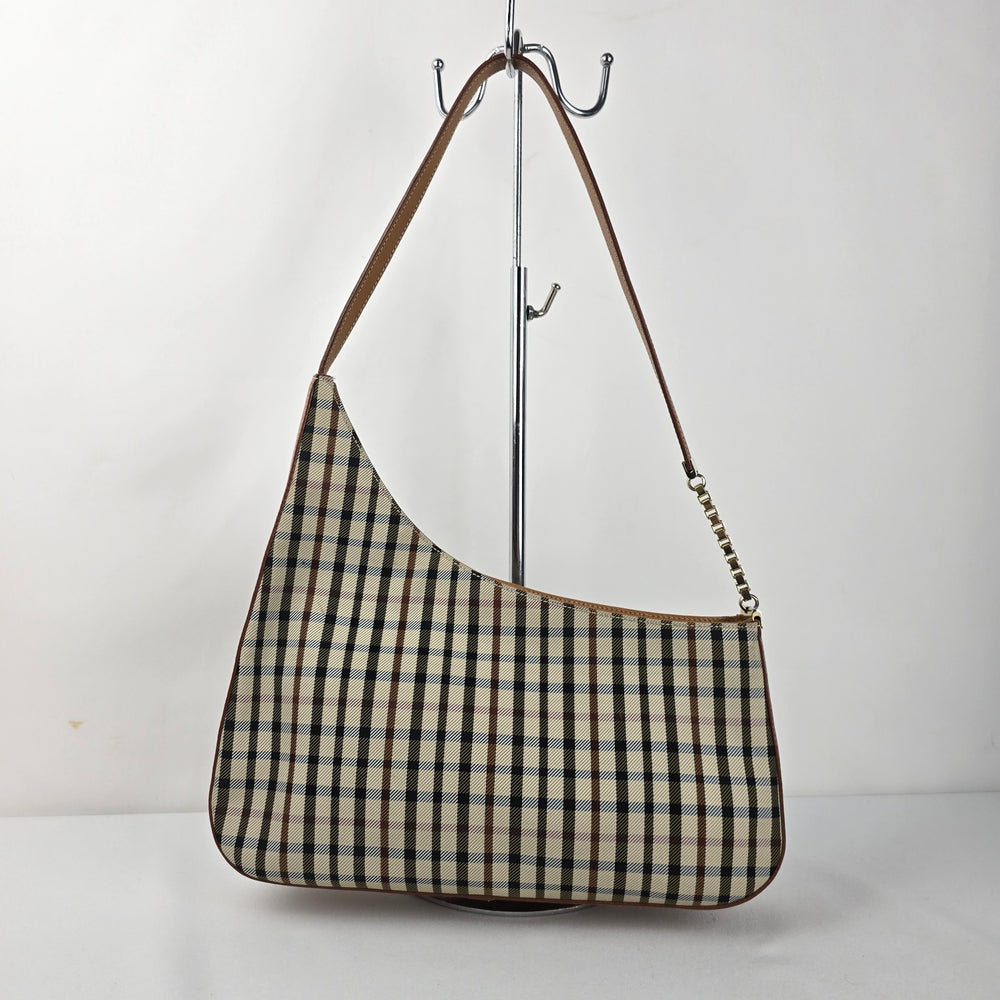 DAKS London Plaid Brown Check Shoulder Bag
