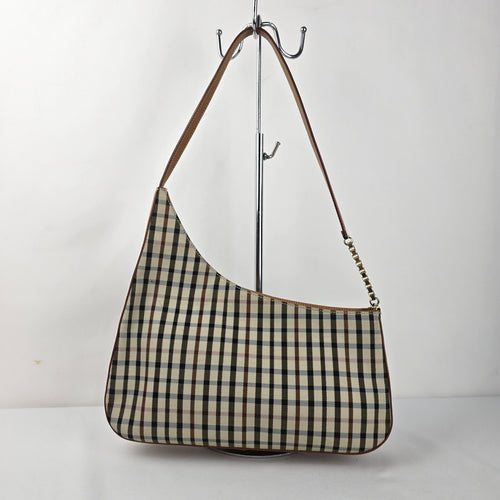 DAKS London Plaid Brown Check Shoulder Bag