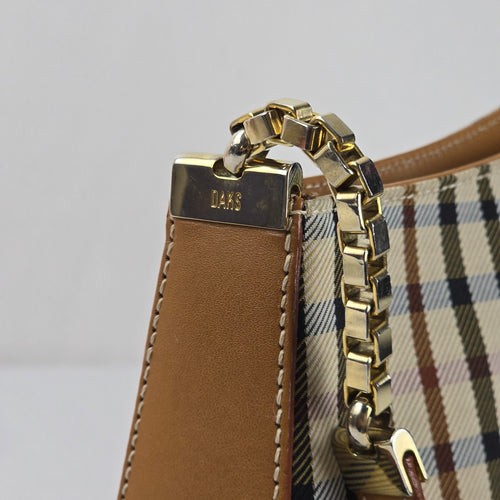 DAKS London Plaid Brown Check Shoulder Bag