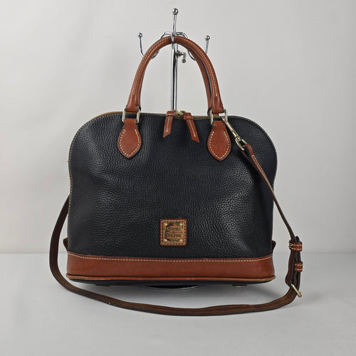 Dooney & Bourke Black Pebbled Leather Dome Satchel Crossbody Bag