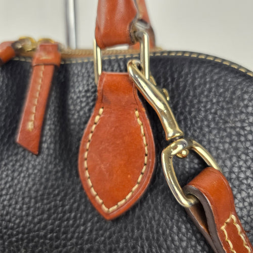 Dooney & Bourke Black Pebbled Leather Dome Satchel Crossbody Bag
