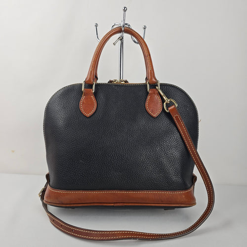 Dooney & Bourke Black Pebbled Leather Dome Satchel Crossbody Bag