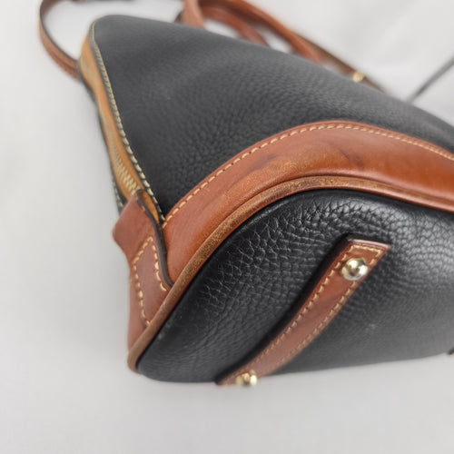 Dooney & Bourke Black Pebbled Leather Dome Satchel Crossbody Bag