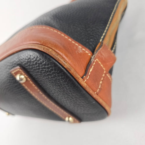 Dooney & Bourke Black Pebbled Leather Dome Satchel Crossbody Bag
