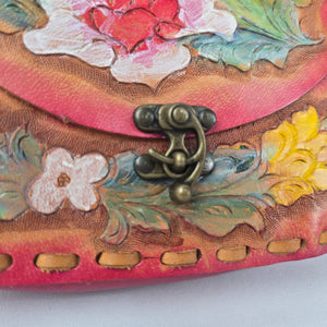 Hand-Painted Floral Leather Mini Handbag