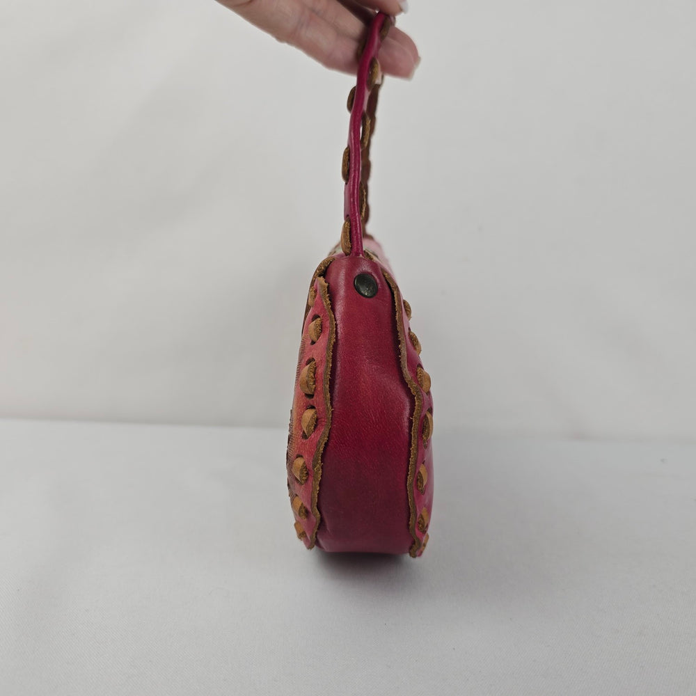 Hand-Painted Floral Leather Mini Handbag