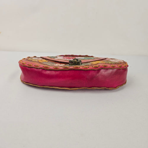 Hand-Painted Floral Leather Mini Handbag