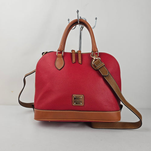 Dooney & Bourke Red Pebbled Leather Domed Satchel Crossbody Bag