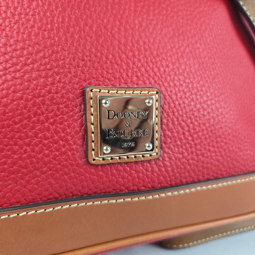Dooney & Bourke Red Pebbled Leather Domed Satchel Crossbody Bag