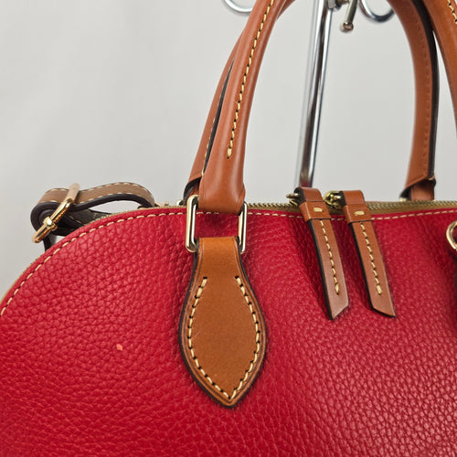Dooney & Bourke Red Pebbled Leather Domed Satchel Crossbody Bag